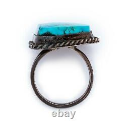 Antique Vintage Native Navajo Sterling Silver Pawn Turquoise Ring Sz 4.5 7.2g