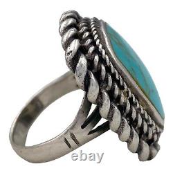 Antique Vintage Native Navajo Sterling Silver Pawn Turquoise Ring Sz 6.5 10.2g