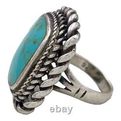 Antique Vintage Native Navajo Sterling Silver Pawn Turquoise Ring Sz 6.5 10.2g