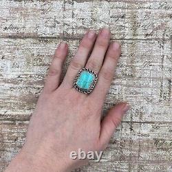 Antique Vintage Native Navajo Sterling Silver Pawn Turquoise Ring Sz 6.5 10.2g