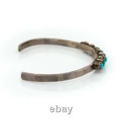 Antique Vintage Native Navajo Sterling Silver Turquoise Baby Cuff Bracelet 3.3g