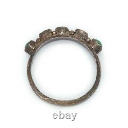 Antique Vintage Native Zuni Sterling Coin Silver Green Turquoise Ring Size 5.75