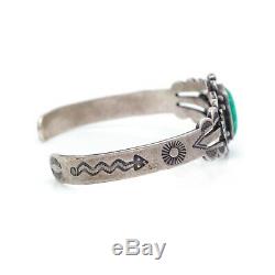 Antique Vintage Sterling Coin Silver Native Navajo Pawn Turquoise Cuff Bracelet