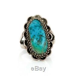 Antique Vintage Sterling Coin Silver Native Navajo Pawn Turquoise Ring Sz 5.75