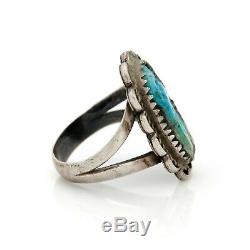 Antique Vintage Sterling Coin Silver Native Navajo Pawn Turquoise Ring Sz 5.75