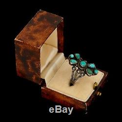 Antique Vintage Sterling Coin Silver Native Navajo Pawn Turquoise Ring Sz 7.5