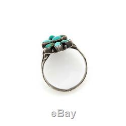 Antique Vintage Sterling Coin Silver Native Navajo Pawn Turquoise Ring Sz 7.5