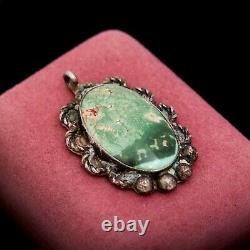 Antique Vintage Sterling Silver Native Navajo Carico Lake Turquoise Pendant 7.8g