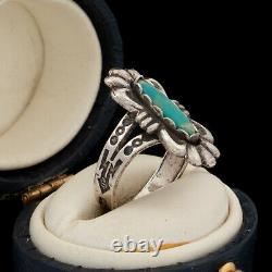 Antique Vintage Sterling Silver Native Navajo MAISELS Turquoise Ring Sz 3 3.1g
