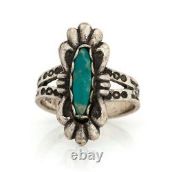 Antique Vintage Sterling Silver Native Navajo MAISELS Turquoise Ring Sz 3 3.1g