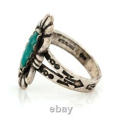 Antique Vintage Sterling Silver Native Navajo MAISELS Turquoise Ring Sz 3 3.1g