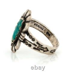 Antique Vintage Sterling Silver Native Navajo MAISELS Turquoise Ring Sz 3 3.1g