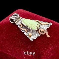 Antique Vintage Sterling Silver Native Navajo Orvil Jack Turquoise Pendant 6.5g