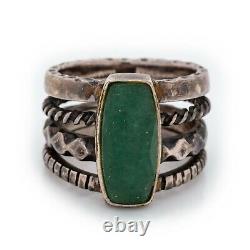 Antique Vintage Sterling Silver Native Navajo Turquoise Band Ring Sz 7.5 12.7g