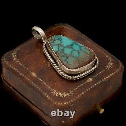 Antique Vintage Sterling Silver Native Navajo Turquoise Necklace Pendant 11.3g