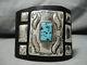 Astonishing Vintage Navajo Repoussed Turquoise Sterling Silver Ketoh Bracelet