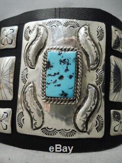 Astonishing Vintage Navajo Repoussed Turquoise Sterling Silver Ketoh Bracelet