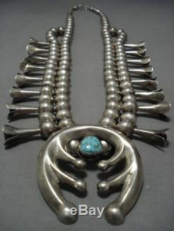 Astonishing Vintage Navajo Sterling Silver Squash Blossom Necklace- 208 Grams
