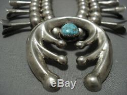 Astonishing Vintage Navajo Sterling Silver Squash Blossom Necklace- 208 Grams