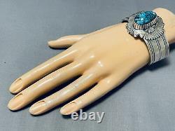 Astounding Vintage Navajo Spiderweb Turquoise Sterling Silver Bracelet