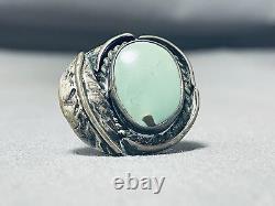 Authentic Rare Mine Turquoise Vintage Navajo Sterling Silver Ring Old