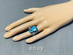Authentic Vintage Navajo Turquoise Sterling Silver Leaf Ring