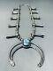 Authentic Vintage Navajo Turquoise Sterling Silver Squash Blossom Necklace