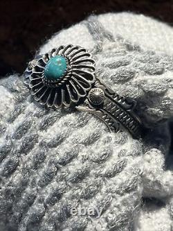 BEAUTIFUL! Vintage Navajo Turquoise Sterling Silver Cuff Bracelet'K Billah