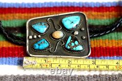 BIG Vintage 4-STONE TURQUOISE + OPAL bolo pendant butterfly Navajo Zuni signed