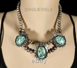 BISBEE SPIDERWEB TURQUOISE Vintage Navajo CHOKER Beads NECKLACE