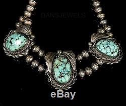 BISBEE SPIDERWEB TURQUOISE Vintage Navajo CHOKER Beads NECKLACE