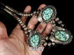 BISBEE SPIDERWEB TURQUOISE Vintage Navajo CHOKER Beads NECKLACE