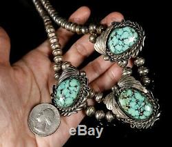 BISBEE SPIDERWEB TURQUOISE Vintage Navajo CHOKER Beads NECKLACE