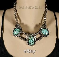 BISBEE SPIDERWEB TURQUOISE Vintage Navajo CHOKER Beads NECKLACE