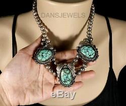 BISBEE SPIDERWEB TURQUOISE Vintage Navajo CHOKER Beads NECKLACE