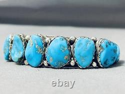 Beautiful Vintage Navajo Morenci Turquoise Sterling Silver Bracelet