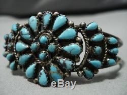 Beautiful Vintage Navajo Turquoise Sterling Silver Native American Bracelet Old
