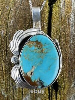 Beautiful Vintage Navajo turquoise sterling pendant by Clyde Davis