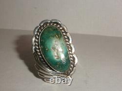 Beautiful vintage Old Pawn Navajo Turquoise leaf Sterling Silver Ring size 8