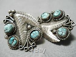 Best Vintage Navajo Leaf Sterling Silver Turquoise Squash Blossom Necklace Set