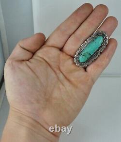Big Navajo Turquoise Sterling Ring Old Pawn Vintage Large Native American Sz 10