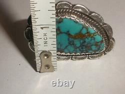 Big vintage Old Pawn Navajo Turquoise Sterling Silver Ring 8 Fred Harvey era