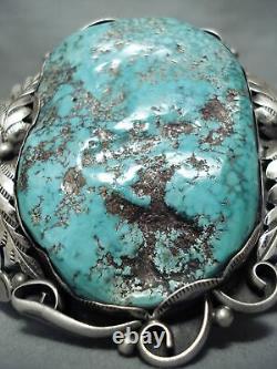 Biggest Best Vintage Navajo Red Mountain Turquoise Sterling Silver Bracelet