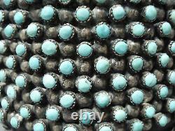 Biggest Heaviest Vintage Navajo Turquoise Snake Eyes Sterling Silver Bracelet