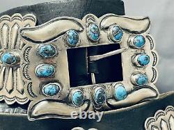 Bisbee Turquoise Very Important Vintage Navajo Sterling Silver Concho Belt