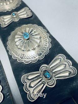 Bisbee Turquoise Very Important Vintage Navajo Sterling Silver Concho Belt