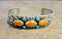 CHEERFUL Vintage Navajo Sterling Spiny Oyster / Turquoise FISH DESIGN Bracelet