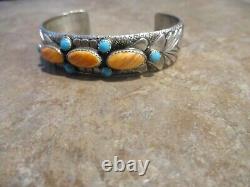 CHEERFUL Vintage Navajo Sterling Spiny Oyster / Turquoise FISH DESIGN Bracelet