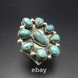 CLASSIC Vintage NAVAJO Sterling Silver TURQUOISE Cluster RING size 8