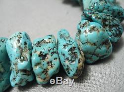 Chunky Huge Vintage Navajo Spiderweb Turquoise Nuggets Necklace Old